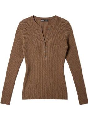 SHEIN Women's Brown Button-Up Blouse Size S Small Slim Fit Long Sleeve Chic